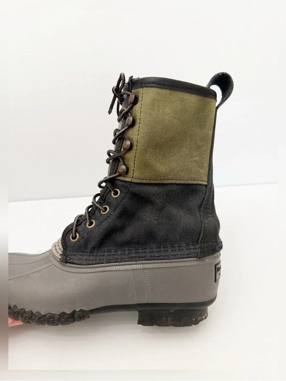 LL Bean Boots Duck Boots Waxed Canvas And Rubber Lace Up Boots - 7